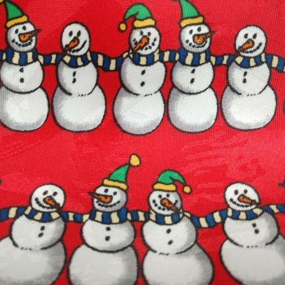 Aldolfo Christmas Snowman Tie Red Winter Holiday - Picture 1 of 4